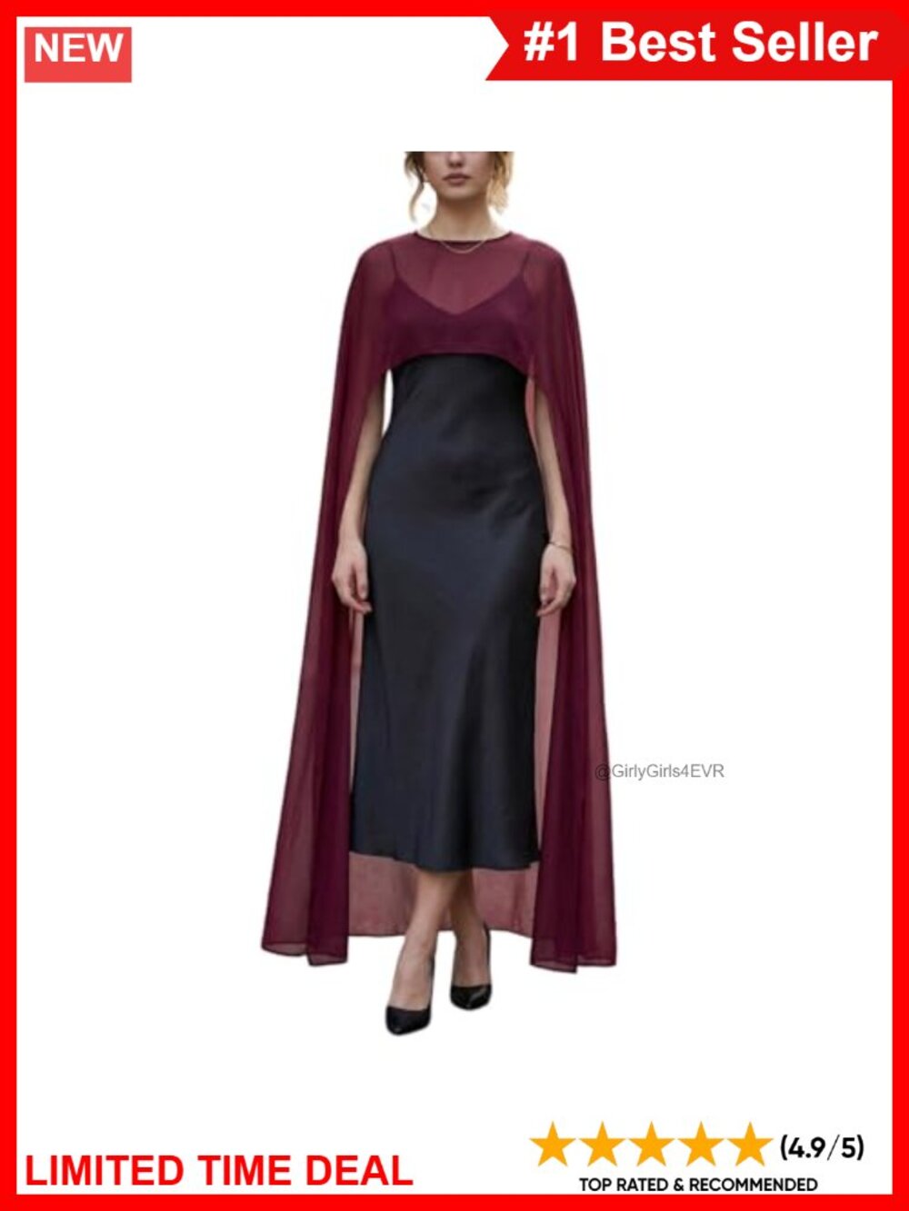 Sheer Mesh Chiffon Poncho Cape Cover Up Boat Neck Bat Sleeve